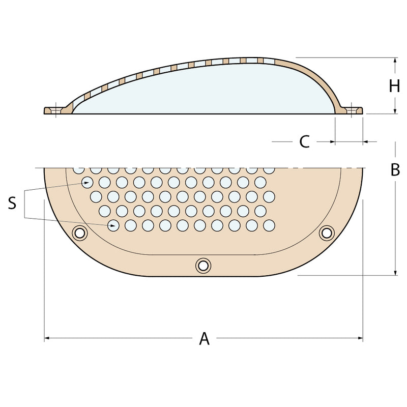 Guidi Gefräste eckige perforierte Kappe - 2''1/2