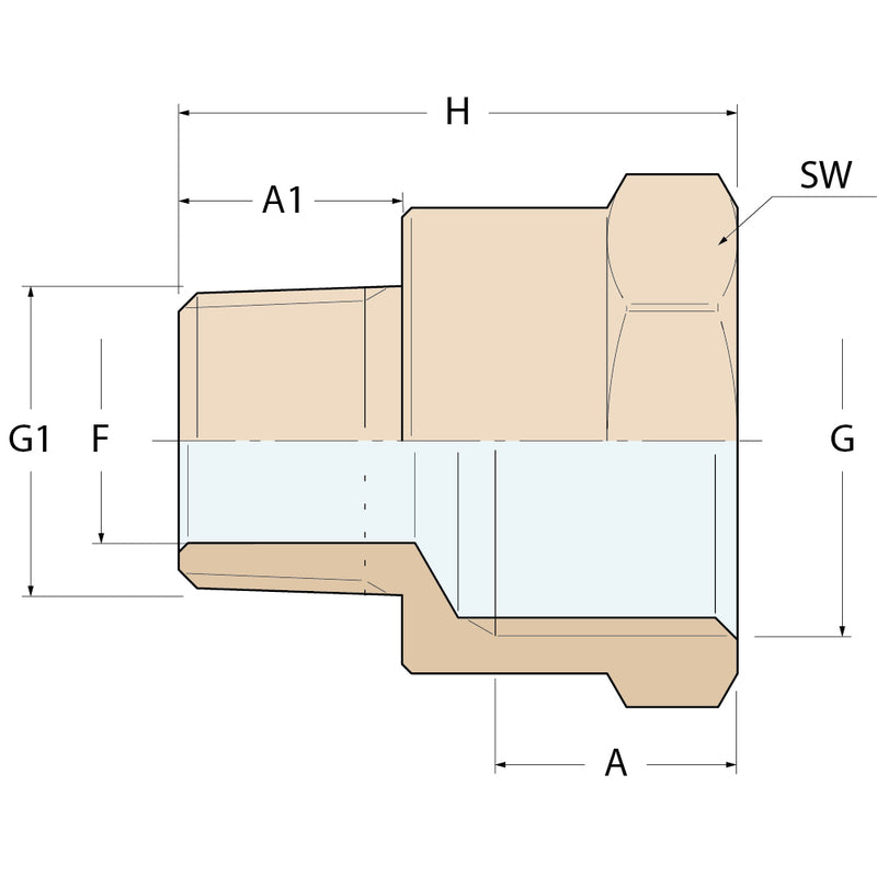 Guidi Reduzierhülse MM - G 3/4'' auf 1''