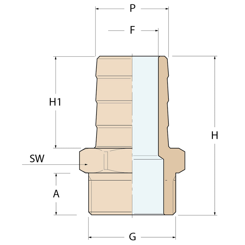 Guidi Schlauchverbinder M - G 1''1/4 P 38