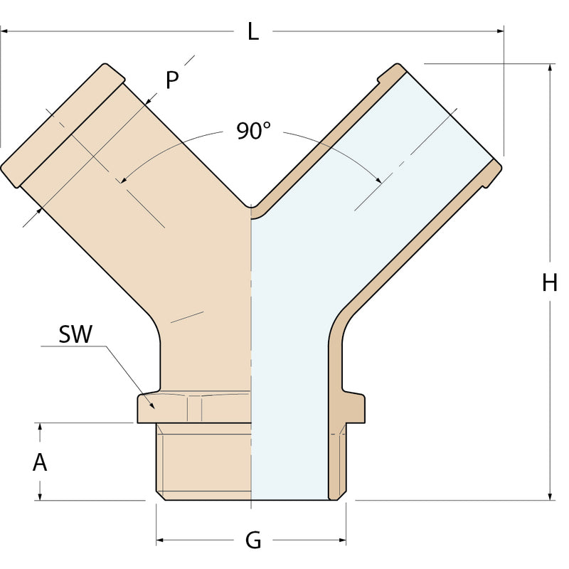 Guidi Y-Schlauchverbinder M - G 1''1/4 P 32