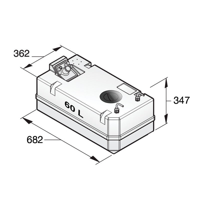 Vetus Dieseltank 60l kpl. 8mm Anschluß