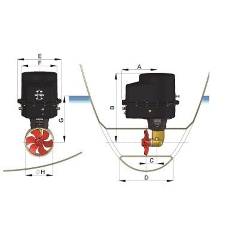 Vetus elektr. Bugschraube, 1250N/125kgf, 12V\n