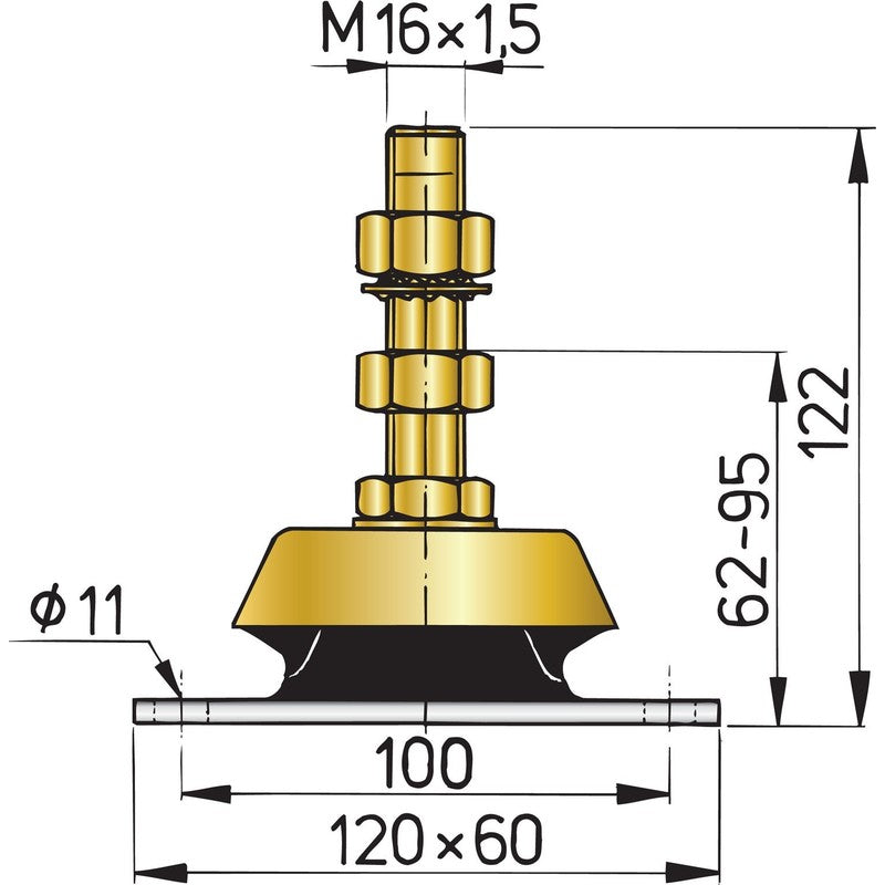 Vetus flexibles Motorlager Typ-K50