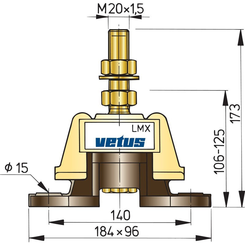Vetus flexibles Motorlager Typ LMX210