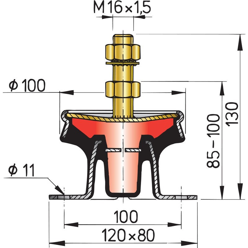 Vetus flexibles Motorlager Typ MITSTEUN