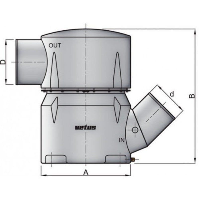Vetus Kunststoff-Wassersammler 45° 152/152mm