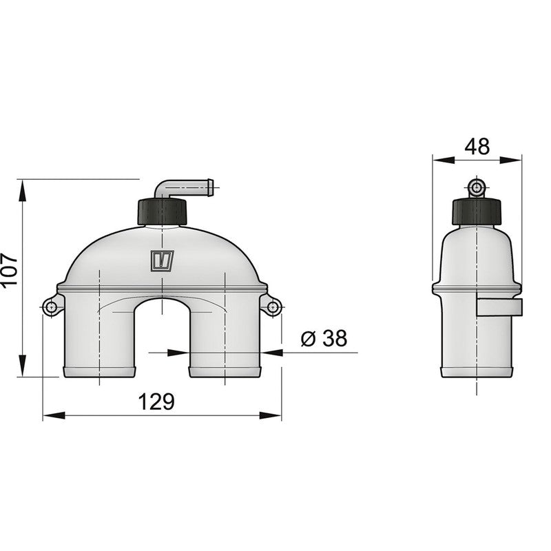 Vetus Kunststoffbelüfter mit Ventil 38mm