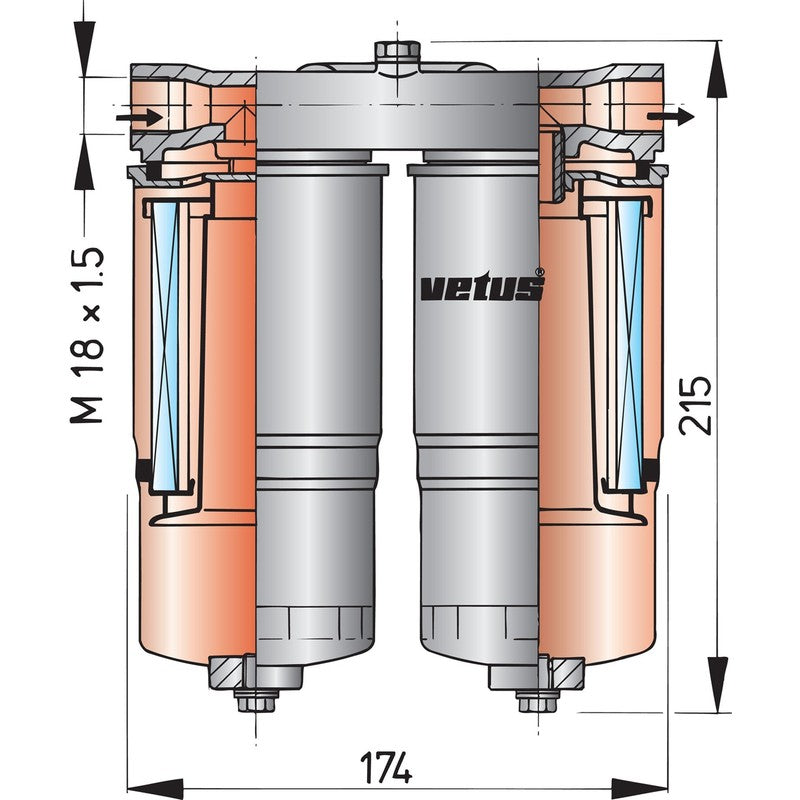 Vetus Wasserabscheider / Grobfilter 720l/Std.