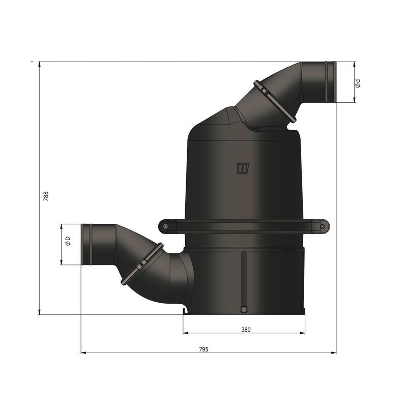 Vetus Wassersammler, schwarz, Ø 102mm